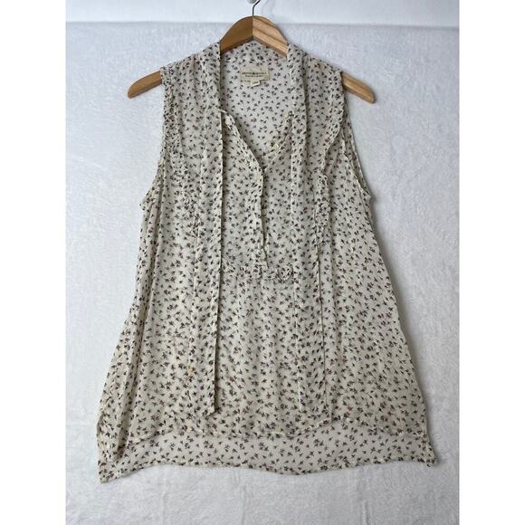 Denim & Supply Ralph Lauren Sheer Rosebud Tie Bow Blouse Prairie Cottage sz L - Picture 3 of 8